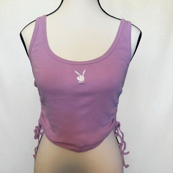 PACSUN PLAYBOY Women's Lavender Crop Tank Top with Side Ties Size Medium - Picture 1 of 6